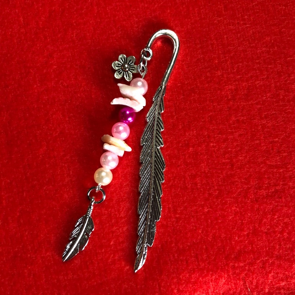 NWT, Handmade by A Charmed Life. Silver Feather Bookmark
